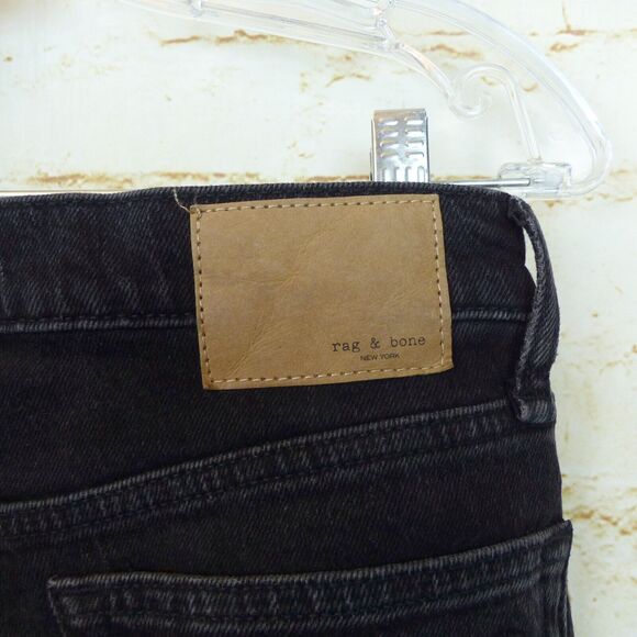 Rag & Bone Peyton Jeans Womens 26 Black Mid Rise Ankle Boot Cut Raw Hem Grunge - Picture 10 of 10